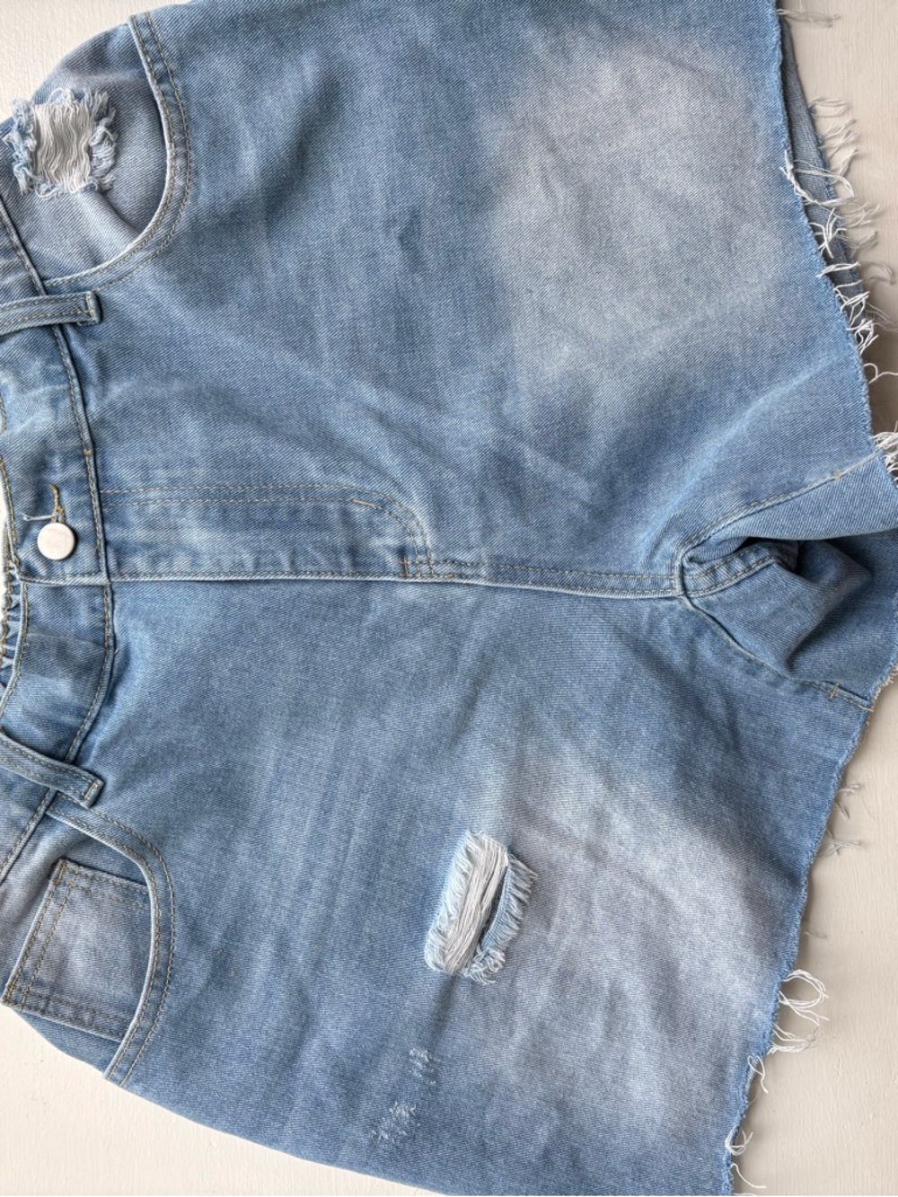 SHEIN Light Blue Distressed Denim Jean Shorts